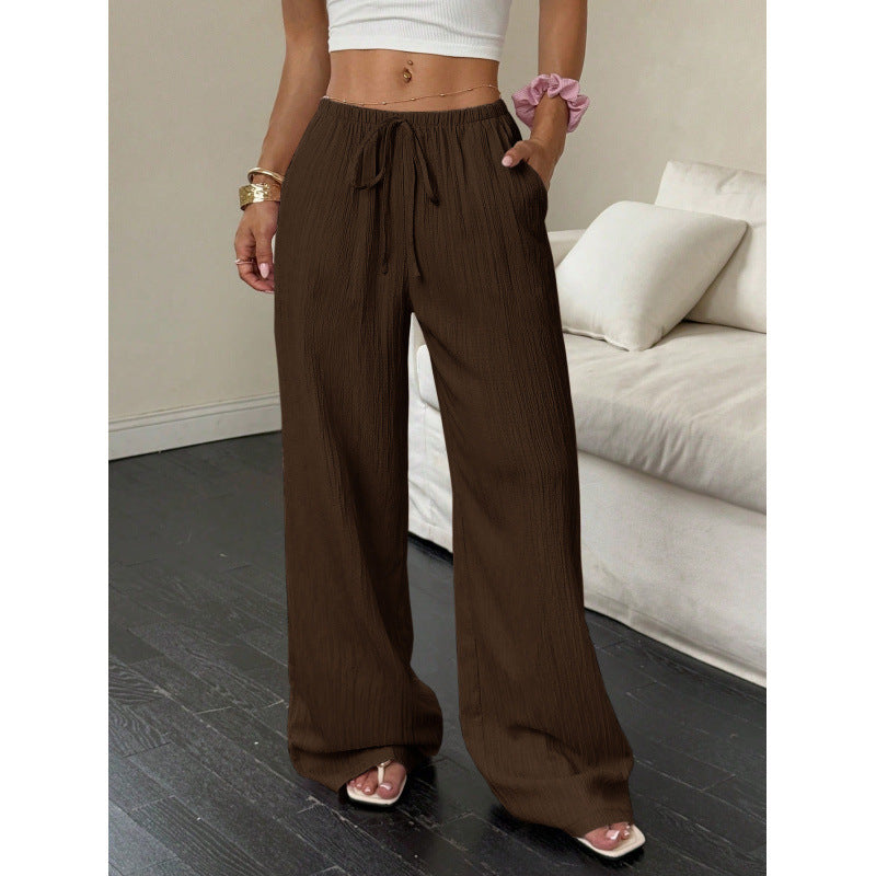 Calça Estilo Soltinho /Casual Feminina com nó e bolsos com perna larga