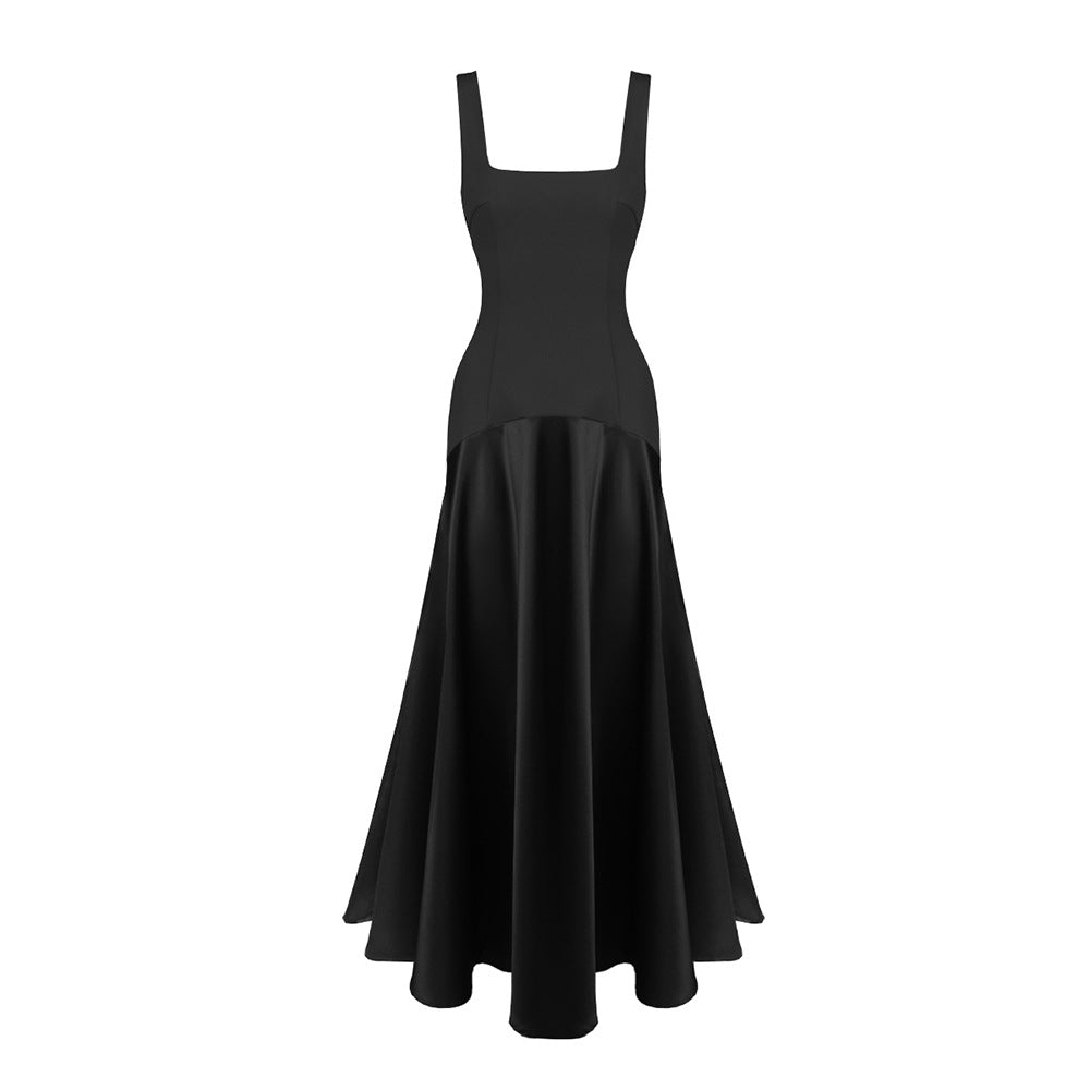 Em Stock | Vestido de Noite Preto, Vestido de Noite Preto, Vestido Longo Novo Vestido Maxi Europeu e Americano sem Mangas com Alças Finas