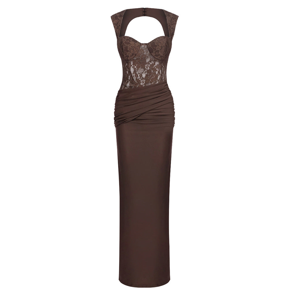 Em Stock | Design vietnamita de nicho, boutique tailandesa, renda sexy, vestido de decote quadrado francês em linha A para damas de honor