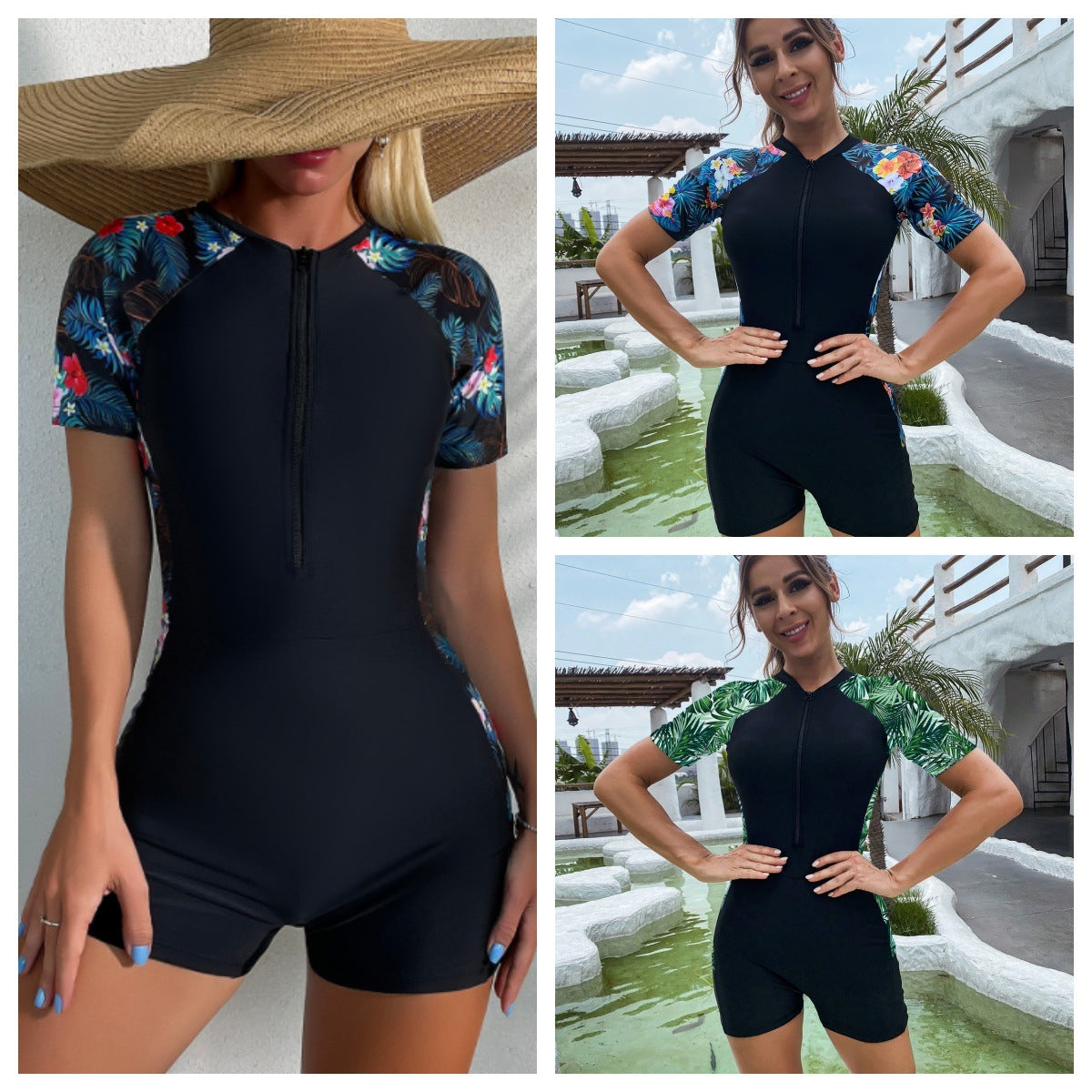 Fato de banho feminino: Fato de banho de água termal, fato de banho desportivo de uma peça com corte plano conservador para emagrecer novo fato de banho, fato de mergulho profissional para treino feminino