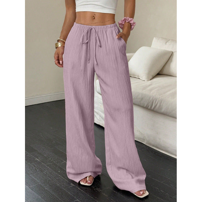 Calça Estilo Soltinho /Casual Feminina com nó e bolsos com perna larga