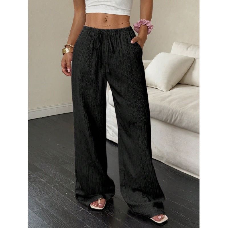 Calça Estilo Soltinho /Casual Feminina com nó e bolsos com perna larga