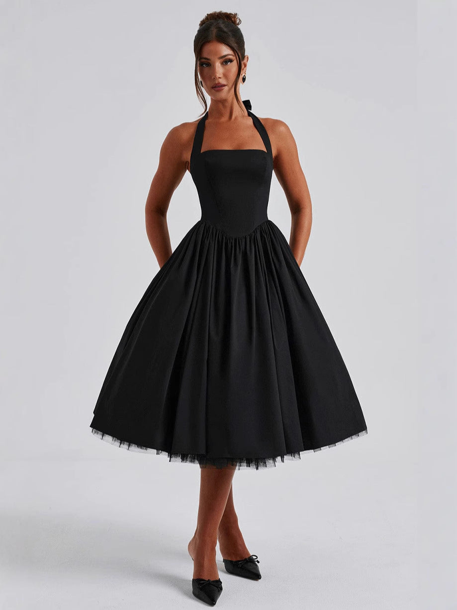 Vestido novo europeu e americano transfronteiriço 2025, saia bufante, vestido de noite da Amazon, estação independente feminina, vestido de gravata bestseller