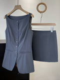 Conjunto Colete + Saia Cinza