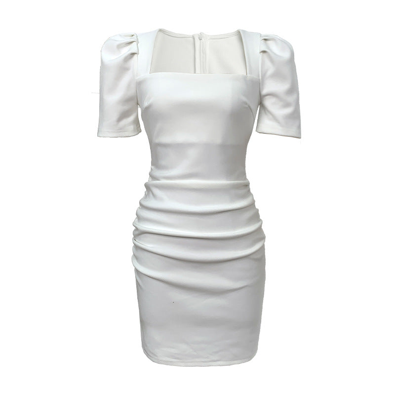 Verão 2026 Nova Saia Lápis Petite Slim Fit-Fit, decote quadrado, Vestido Slim 20083