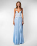 Personalizado | Vestido francês de renda com copo halter, com amarração nas costas, cintura justa, saia comprida plissada em chiffon
