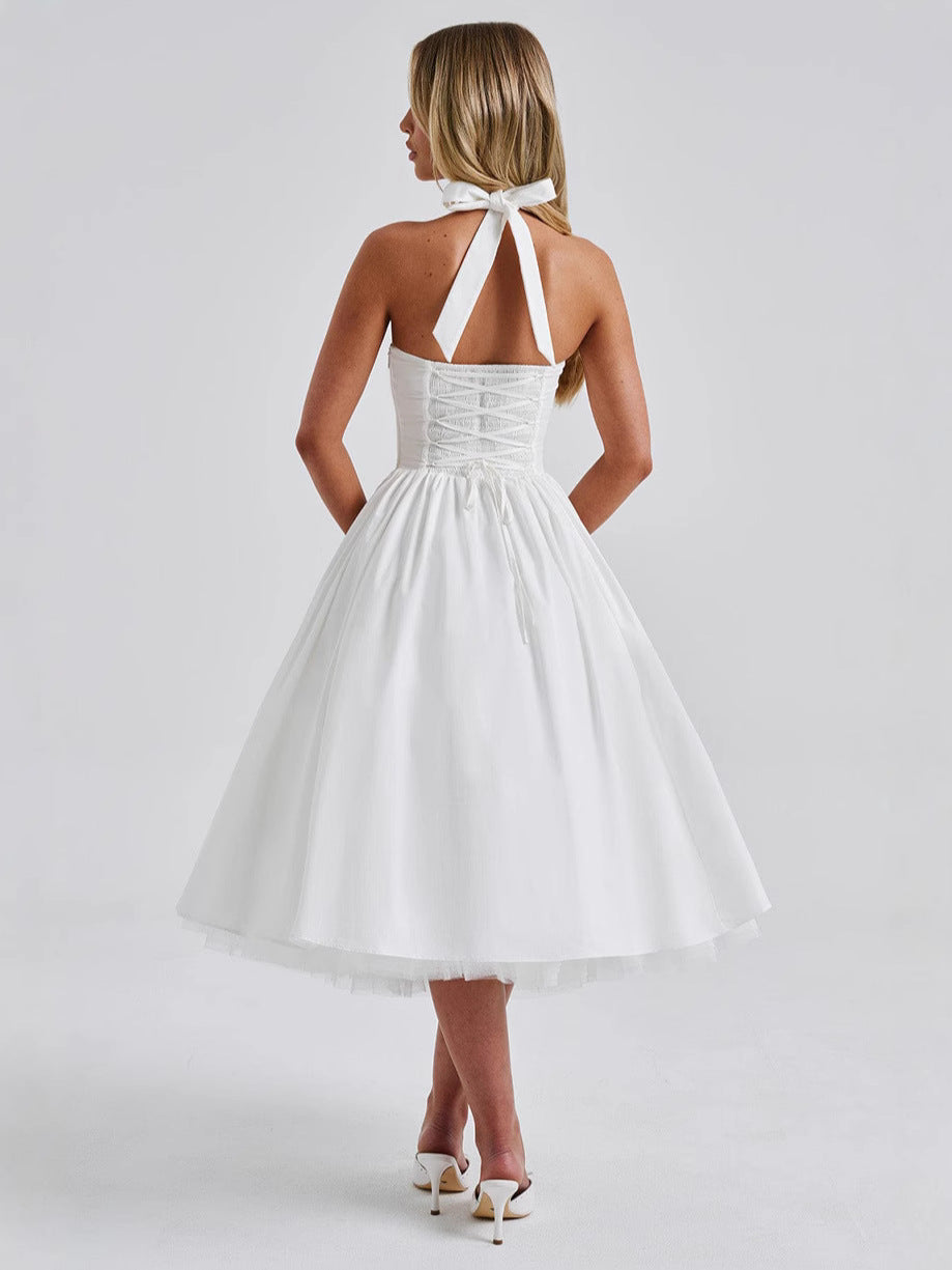 Vestido novo europeu e americano transfronteiriço 2025, saia bufante, vestido de noite da Amazon, estação independente feminina, vestido de gravata bestseller