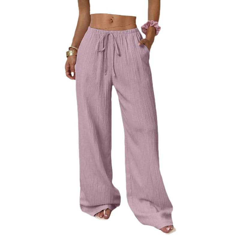 Calça Estilo Soltinho /Casual Feminina com nó e bolsos com perna larga