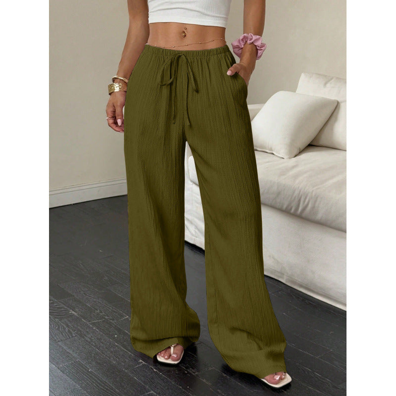 Calça Estilo Soltinho /Casual Feminina com nó e bolsos com perna larga