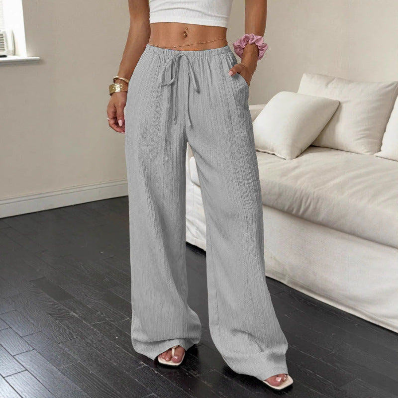 Calça Estilo Soltinho /Casual Feminina com nó e bolsos com perna larga
