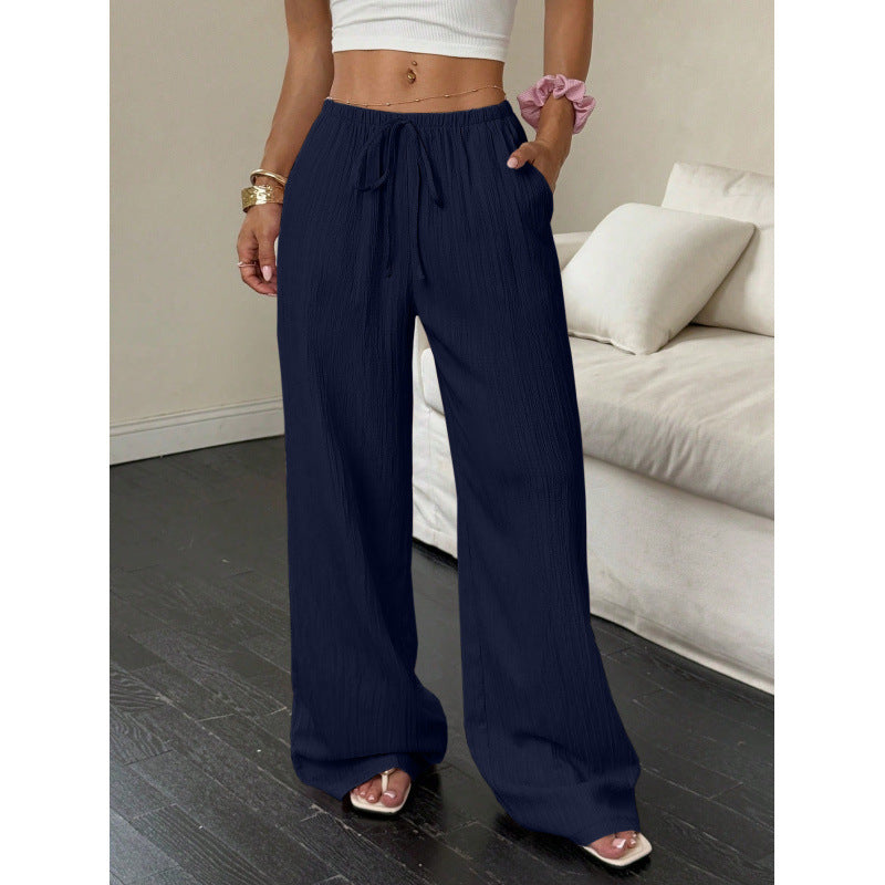Calça Estilo Soltinho /Casual Feminina com nó e bolsos com perna larga