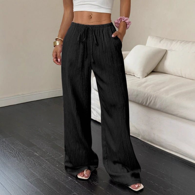 Calça Estilo Soltinho /Casual Feminina com nó e bolsos com perna larga