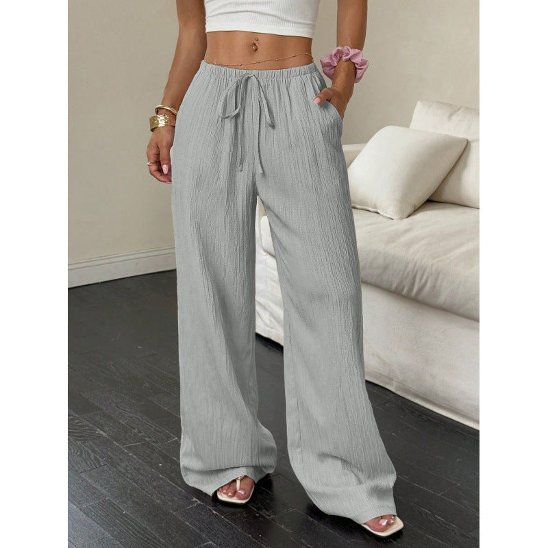 Calça Estilo Soltinho /Casual Feminina com nó e bolsos com perna larga