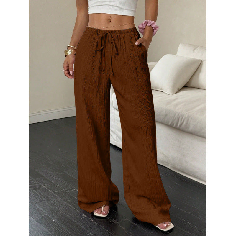 Calça Estilo Soltinho /Casual Feminina com nó e bolsos com perna larga