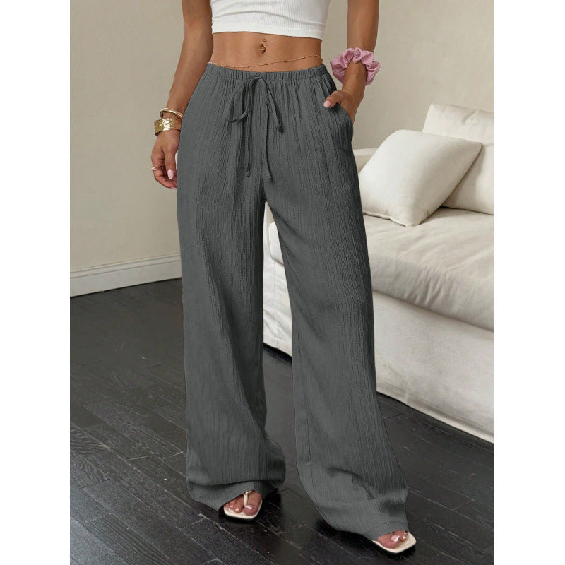 Calça Estilo Soltinho /Casual Feminina com nó e bolsos com perna larga
