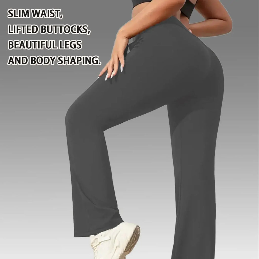 【 3-piece set 】 Popular flared pants for women, slim sports yoga pants with hip lifting, pocket style tri color combination se