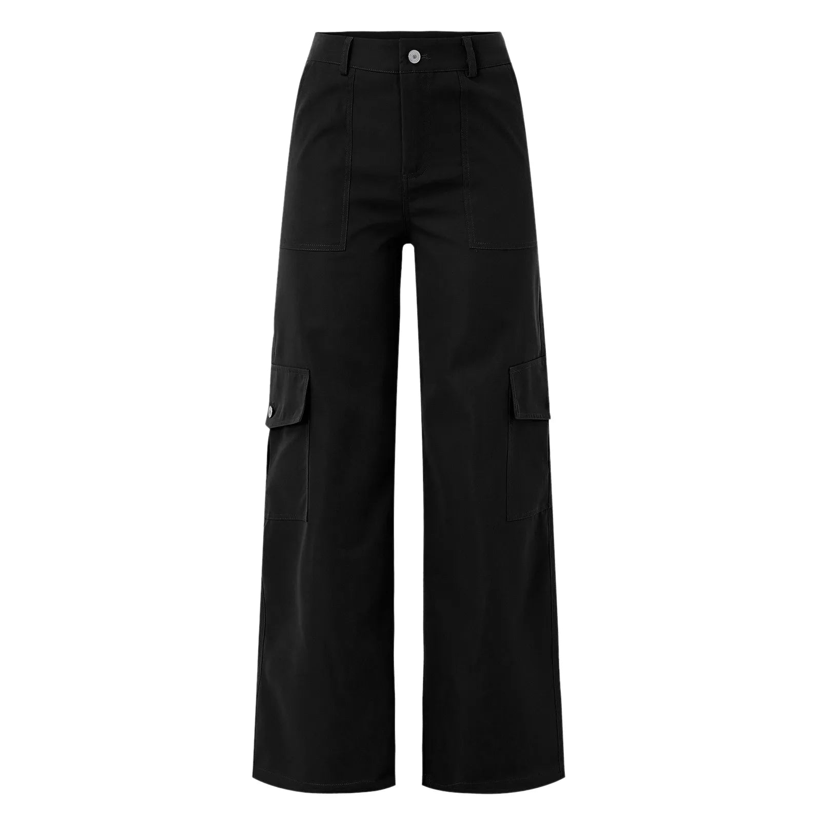 Y2k Black Cargo Pants For Women High Waist Slim Fit Palazzo Workwear Female Wide Leg Pants Streetwear Casual Hip Hop Trousers