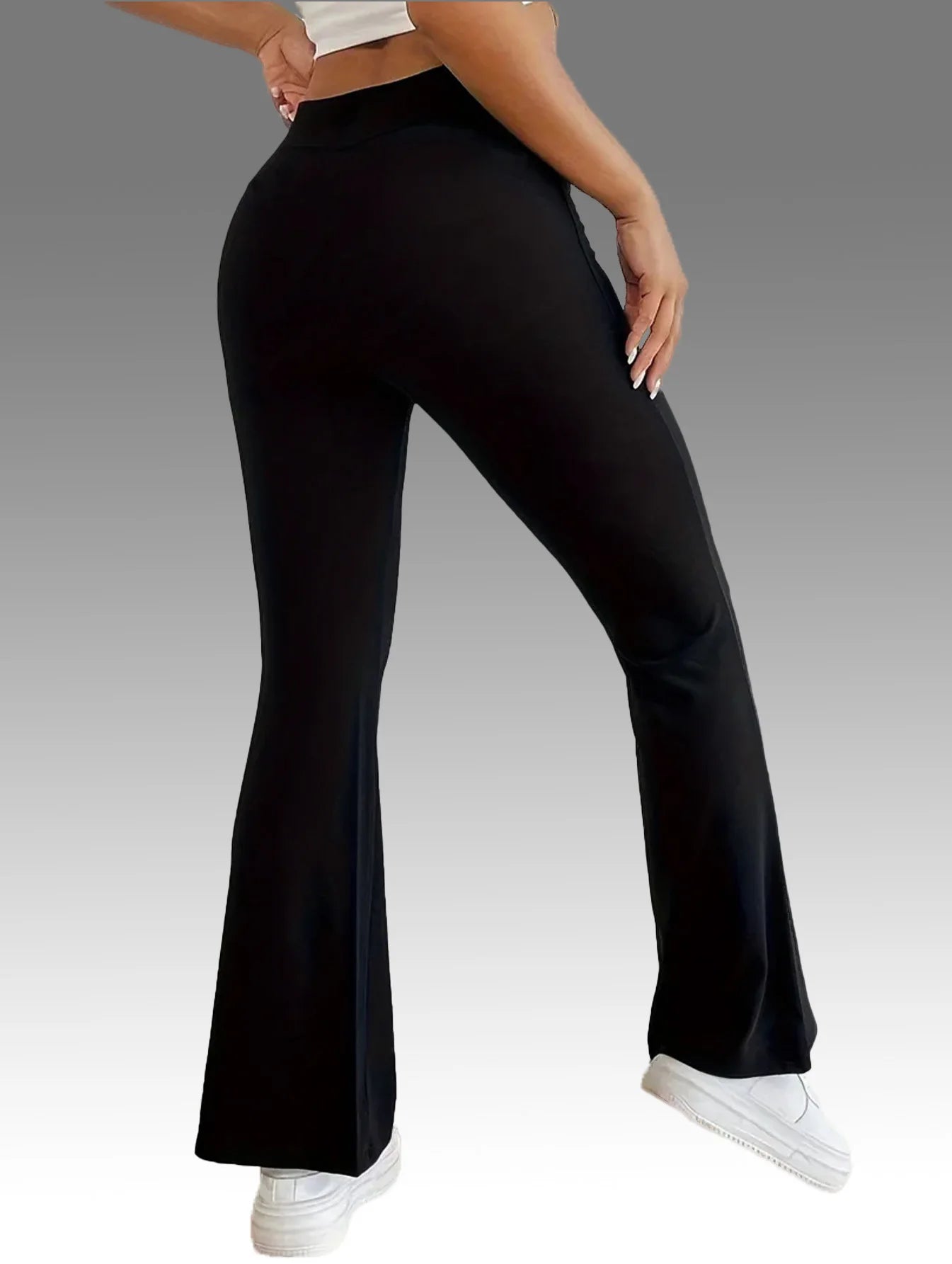 【 3-piece set 】 Popular flared pants for women, slim sports yoga pants with hip lifting, pocket style tri color combination se