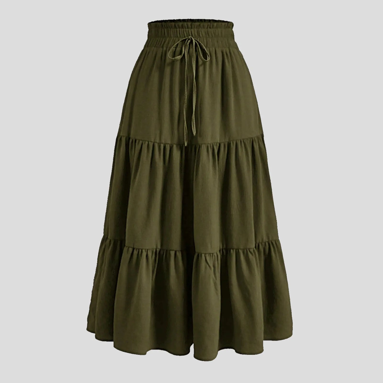 Women's Boho Floral Print Skirt Vintage High Waist Maxi Skirts Summer Casual Loose Beach Skirt Elegant Ladies Flowy Ruffle Skirt