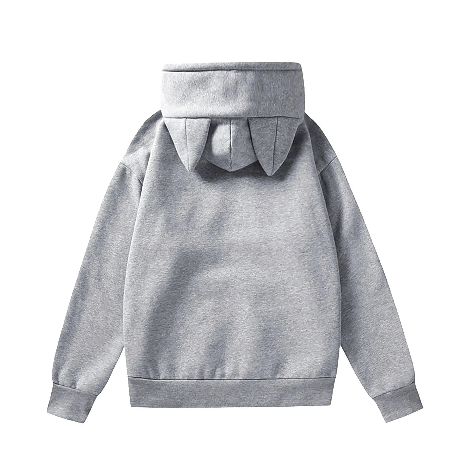Cute Girls Fleece Sweatshirts Cat Ears Design Hooded Casual Oversized Hoodie Korean Style Solid Color Basic Sweater With Pocket