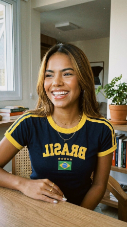 Babylook Brasil Feminina Bordada Copa 2026 🇧🇷 | 100% Algodão | Versão Brasileira ELAVSO
